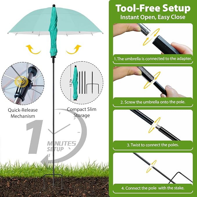 Plant Umbrellas, 5Pack 360°Adjustable Garden Umbrella for Outdoor Plants,24” Large Sun Shade for Garden Beds Potted Plants, 47.8" High Plant Shade Cover Umbrellas for Sun-Sensitive Plants