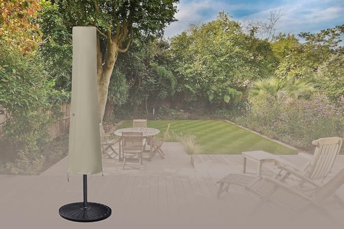 Umbrella Covers for 10ft to 11ft Patio Umbrellas, Fade Resistant, Fade Resistant, Waterproof and Durable Market Parasol Ourdoor Umbrella Covers with Zipper and Rod Desert Khaki
