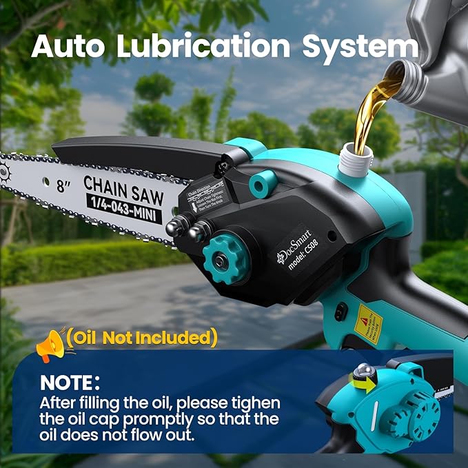 Mini Chainsaw with 1500W Brushless Motor, 2x 4000mAh Batteries 8 inch & 6 inch Handheld Small Chain Saw for Wood Cutting, Gardening Gifts for Father Dad Men