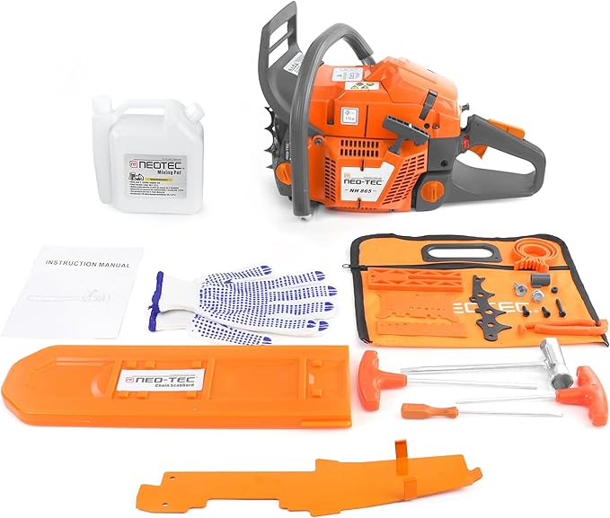 NEO-TEC New NH865 65cc Gas ChainSaw, Chain Saw with 28 Inch Advance Bar and Chain, 3.4KW 4.6HP Gasoline Chainsaw for Professional Wood Work (28 INCH)