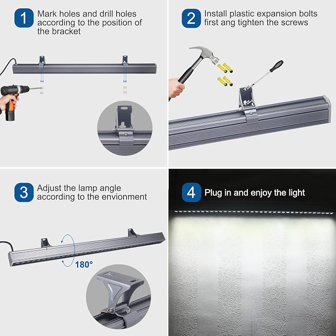 36W Wall Washer Lights, 6000K Daylight White Linear Flood Light, 3.2ft/40 120V LED Light Bar, IP65 Waterproof Outdoor Lights for Landscape, Church, Ads, Yard, Garden(Gray or Black)