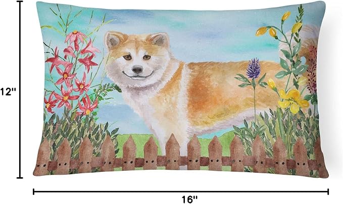 Caroline's Treasures CK1240PW1216 Shiba Inu Spring Canvas Fabric Decorative Pillow Machine Washable, Indoor Outdoor Decorative Pillow for Couch, Bed or Patio, 12HX16W
