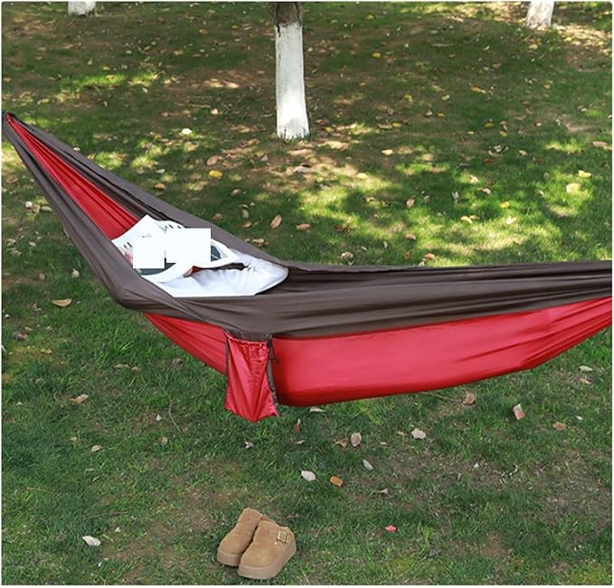 Hammocks, Double-Person Hammock Swing Outdoor Camping Parachute Fabric,for Outside(Red)