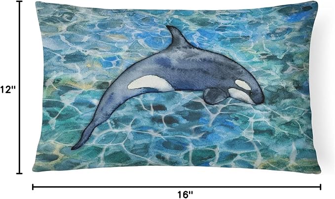 Caroline's Treasures BB5335PW1216 Killer Whale Orca #2 Canvas Fabric Decorative Pillow Machine Washable, Indoor Outdoor Decorative Pillow for Couch, Bed or Patio, 12HX16W