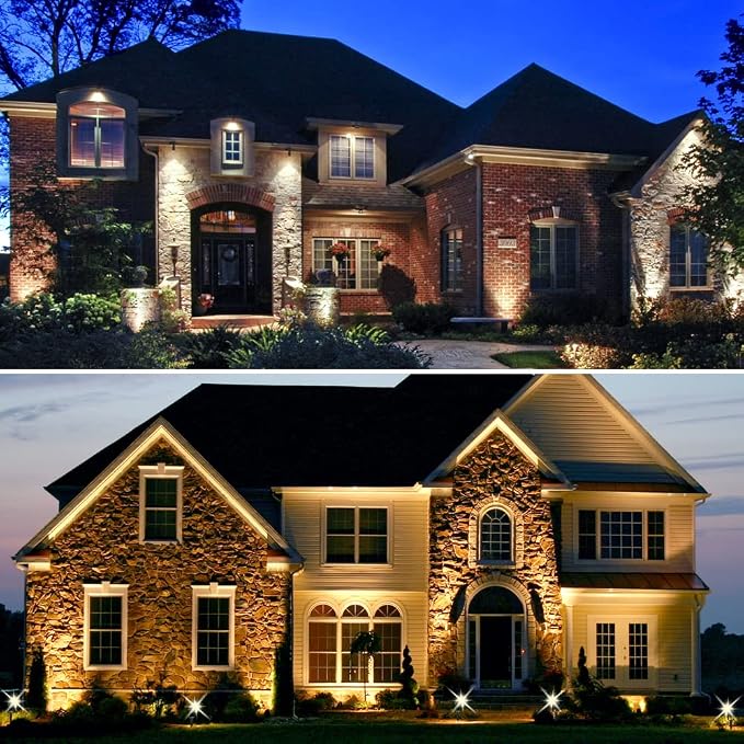LightingWill 5W Landscape Lighting, Warm White 3000K-3500K, DC 12V LED Low Voltage Landscape Lights, IP65 Waterproof Pathway Lights for Outdoor Garden, Yard, Fence, House, Lawn, Tree, Flags (8 Pack)