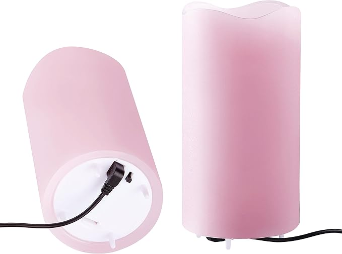 XingsLight Valentines Day Decorations Flameless Candles with Romantic Pink Heart Projector Lights Battery Operated LED Candle with Remote and Timer,2 Pack