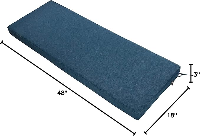 FUNHOME Outdoor Bench Cushion Cover 48 x18 x 3 inch,Water Resistant Cover with Zipper&Ties,Fade-Resistant Slipcover,Patio Porch Swing Cushion Cover Replacement Only,No Insert(Denim Blue)
