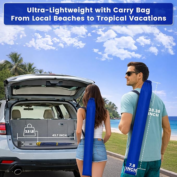 Chair Umbrella with Clamp,2PACK 53 inches Double Canopy Beach Chair Umbrella with Universal Clamp,50+ UV Protection,360° Swivel,Folding Clip on Sun Umbrellas for Table,Camping,Bench Chairs,Golf Cart