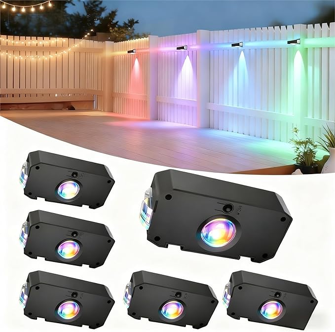 Solar Lights Outdoor Waterproof,RGBWW Spotlight Lens,Solar Lights Outdoor Decorative,10 Colors for Patio,Garden Walls (WL22-6P)