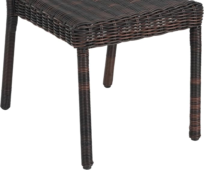 Christopher Knight Home Farley Acacia Wood Outdoor Dining Set for 4, 5 Piece Patio Dining Table and Chair Set, Faux Rattan Outdoor Dining Chair and Table Set, Brown