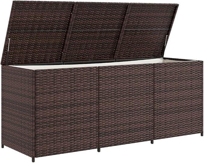 175 Gallon Deck Box Storage, Large Outdoor Weatherproof Storage Box with Lid,Wicker Outdoor Cushion Storage Box for Porch,Patio,Garden,Poolside,Tools,Toys (Brown, 70.90 Inch)