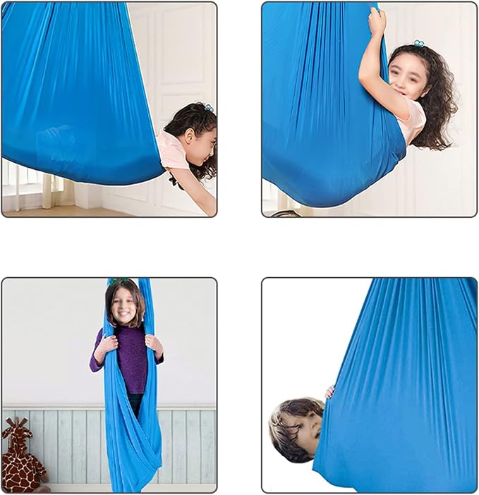 360° Rotating Elastic Aerial Yoga Hammock Outdoor Indoor Swings Aerial Yoga Sensory Therapy Cuddle Swing Soft Elastic Parcel Steady Seat Swing (Color : Orange, Size : 100x280cm)