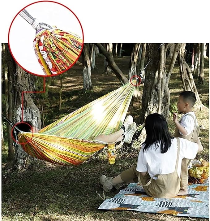Camping Hammock Bed Double & Single Hammock Portable Nylon Parachute Hammocks Swing for Indoor Outdoor Garden Hiking Travel Backpacking Hammock Swing (Color : B)