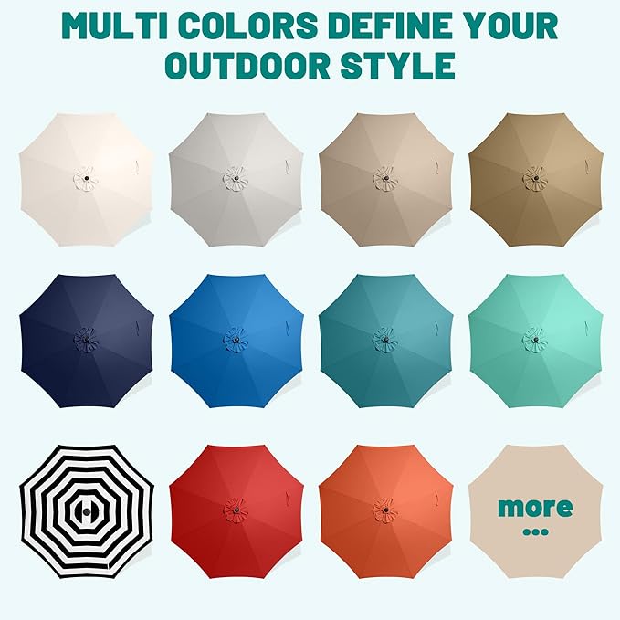 AreShark 9FT Patio Umbrella Replacement Canopy – Durable UV Protective Outdoor Table Market Umbrella Top for 8 Ribs, Canopy Only with Air Vent