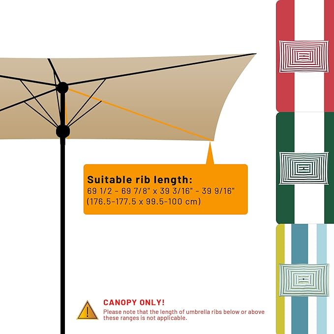 Yescom Patio Umbrella Replacement Outdoor Canopy Beach Backyard Market Table Top Cover