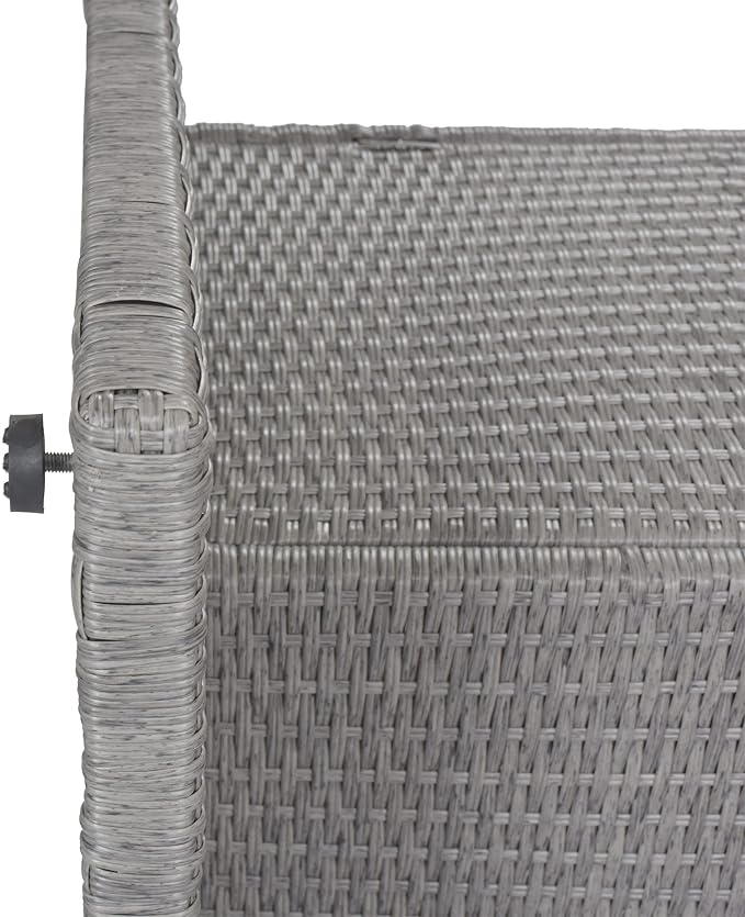 5-Piece Outdoor Patio Rattan Dining Set, PE Wicker Square Kitchen Counter Height Table Set with Storage Shelf and 4 Padded Stools