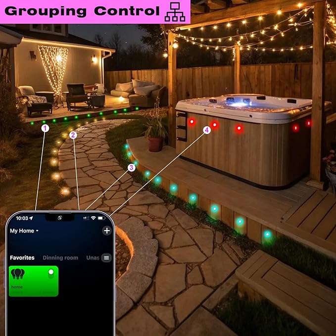 Recessed LED Deck Light Kits, Φ2.4 Smart WiFi Low Voltage RGB & Warm White Deck Lighting, Waterproof Outdoor LED Step Stair Lights Compatible with Alexa Google Home for for Garden,Yard,Path (10 Pack)
