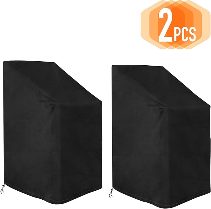 AGOOBO 2 Pack Patio Chair Covers Waterproof, Outdoor Chair Covers Waterproof UV Protection Furniture Cover with Pouch(29 x 29 x 47-1/4 inch,Black)