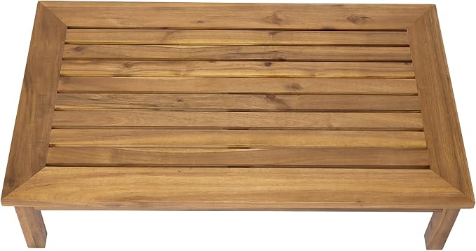 Christopher Knight Home 49" Acacia Wood Outdoor Coffee Table, Slatted Patio Table, Mid Century Modern Low Profile Small Outdoor Table Patio Furniture for Living Room Backyard Poolside Balcony, Natural