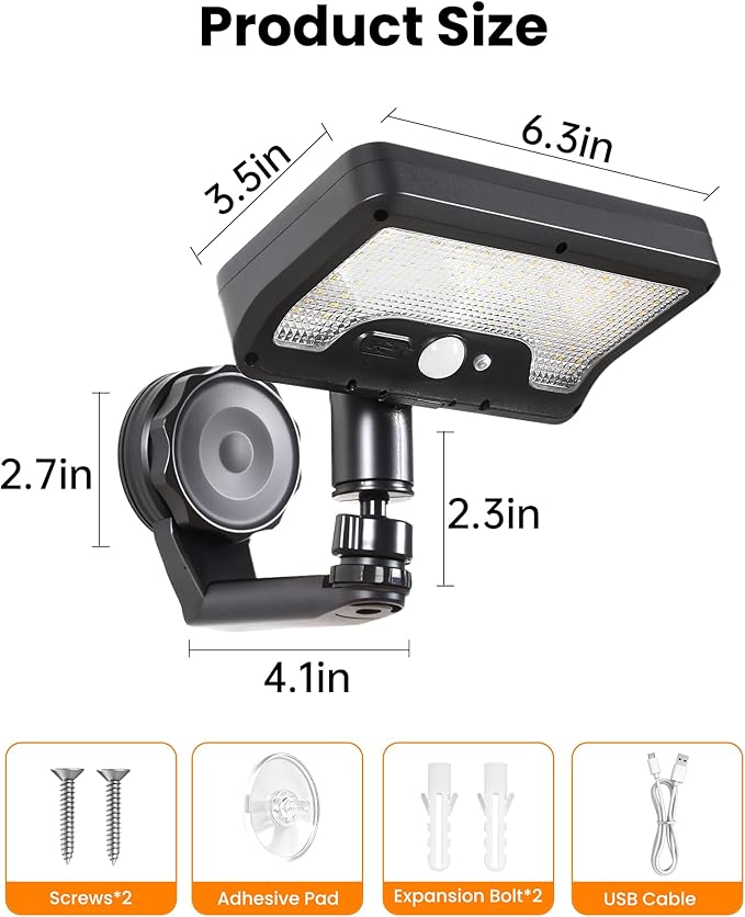 Magnetic Solar Lights Outdoor with Motion Sensor, 92LEDs 600 LM Bright Solar Fence Lights, IP65 Waterproof Security Lights with Strong Magnets for Deck, Patio, RV, Camper (1Pack)