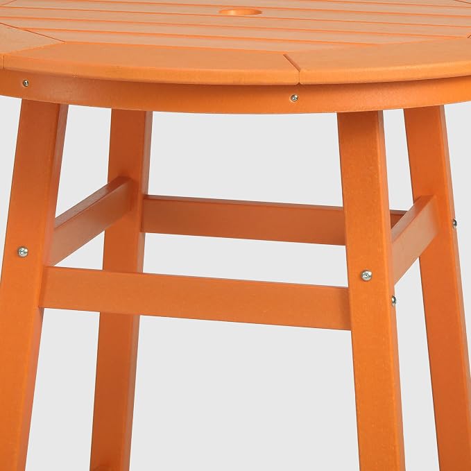 WestinTrends Outdoor 35" HDPE Round Patio Counter Height Bar Table, Orange