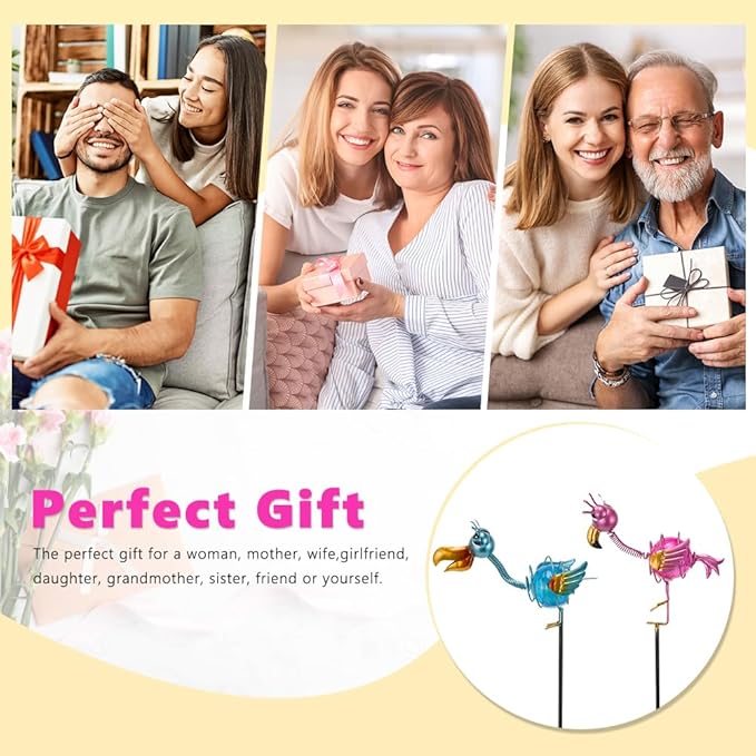 Outdoor Garden Solar Lights,2 Pack Decorative Solar Lights for Garden Decor,Flamingo Backyard Decor,Metal Solar Lights with Stakes for Yard Landscape Patio