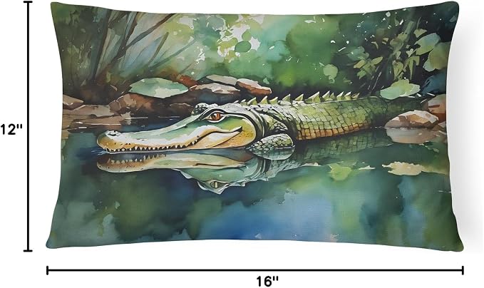 Caroline's Treasures DAC2869PW1216 Alligator Throw Pillow Machine Washable, Indoor Outdoor Decorative Pillow for Couch, Bed or Patio, 12HX16W