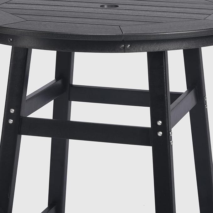 WestinTrends Malibu Outdoor 35" HDPE Round Patio Bar Height Table, Black