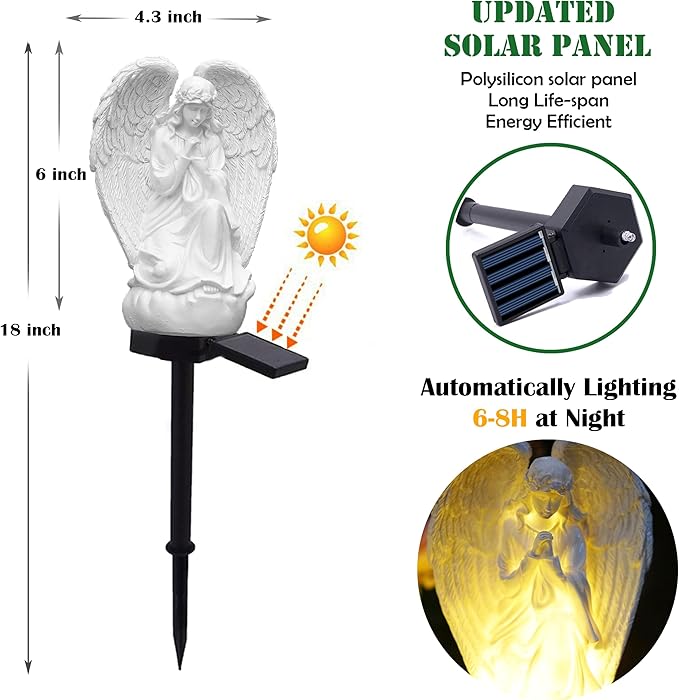 SunKite Angel Garden Solar LED Light Outdoor Waterproof Decorative Stake Lights for Yard Patio Pathway Lawn Ornaments Garden Decor Christian Christmas Decorations Gifts