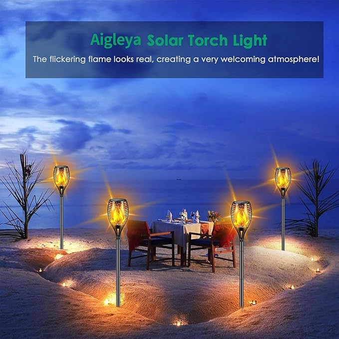 Solar Lights Outdoor 99 LED Higher & Larger Flickering Flame Solar Torch Light 43" Waterproof Outdoor Lighting Solar Powered Pathway Lights Christmas Decorations for Garden Patio Yard (6Pack)