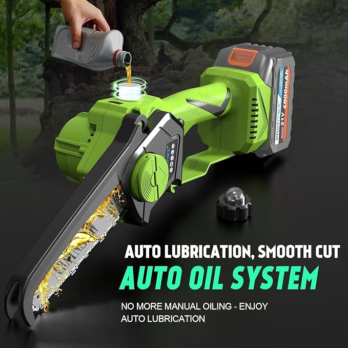 2-in-1 Cordless Pole Saw 8 Inch&Mini Chainsaw, with 2×4.0Ah 21V Battery and Charger, Brushless Motor, Total Reach of Max 15ft, Electric Pole Saw for Tree Trimming and Hedge Cutting