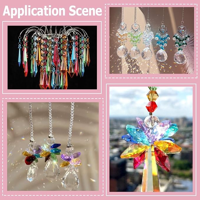 1 Box 120Pcs 10 Colors 14mm Crystal Glass Octagon Beads Colorful Suncatcher Beads Bulk 2 Hole Prism Chandelier Replacement Connector Faceted Spacers for DIY Lamp Hanging Pendant Jewelry Craft
