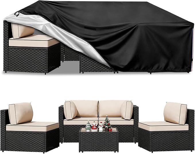 Patio Furniture Covers Waterproof,Heavy Duty Outdoor Furniture Covers, Rectangle Patio Table Cover Fits 5-8Piece Sectional Set Outdoor Chair Couch Table Sets(110"L x 84"W x 28"H)