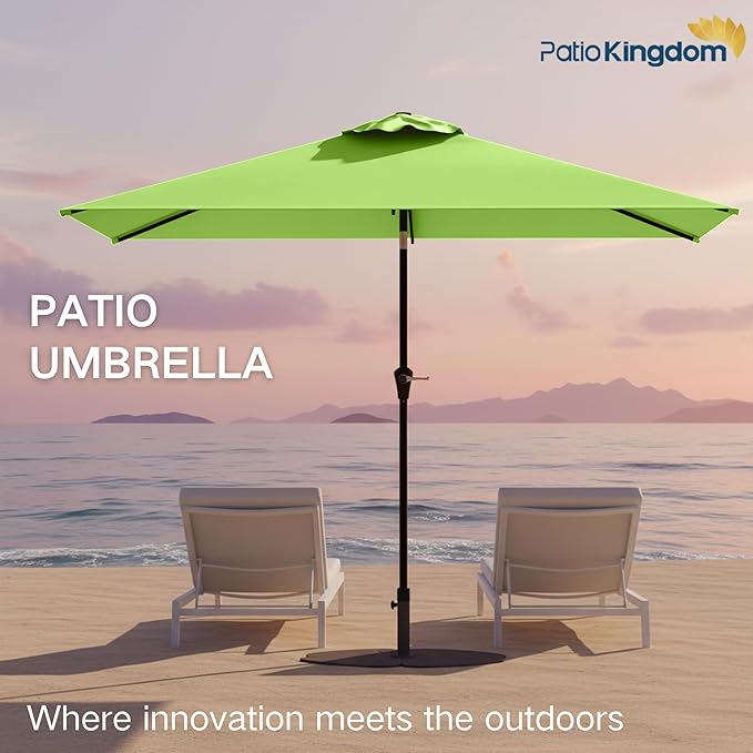 6.5'x10' Rectangular Patio Outdoor Umbrella,Large Coverage with Push-Button Tilt & UV Protection,Sturdy Ribs for Deck,Lawn,Pool,Backyard