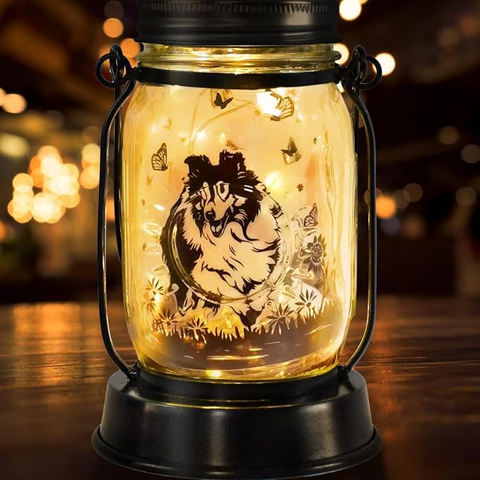 Sheltie Gifts for Women/Men Sheltie Solar Lanterns Dog Mom Birthday Dog Lovers Lantern Pet Loss Pet Memorial Lights Solar Garden Decoration for Yard, Patio,Backyard,Porch Torches