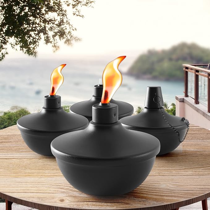 SNOGSWOG 6 Pack Metal Table Top Torches, 22oz Citronella Torches for Outside, Refillable Flame Light Torch, Decorative Tabletop Lantern for Yard, Patio, Deck, Garden, Party, Landscape