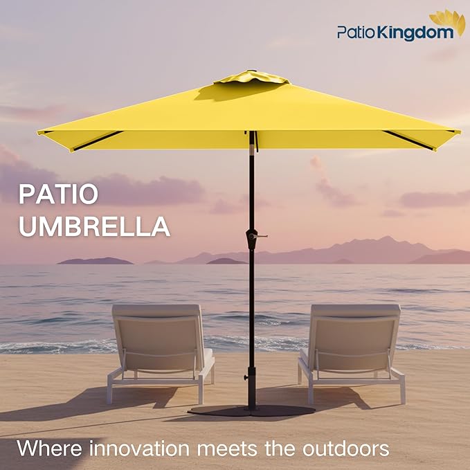 6.5'x10' Rectangular Patio Outdoor Umbrella,Large Coverage with Push-Button Tilt & UV Protection,Sturdy Ribs for Deck,Lawn,Pool,Backyard