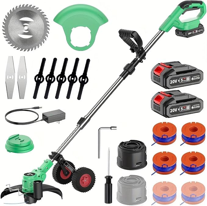 20V Portable Electric Lawn Mower, Handheld Cordless Lawn Mower, Multiple Blades and Mowing Ropes