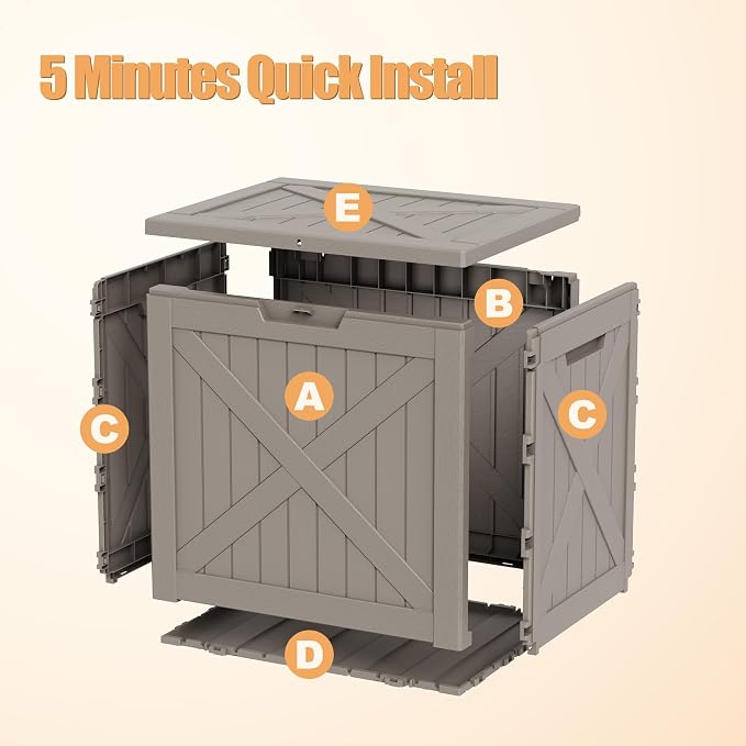 35 Gallon Waterproof Resin Deck Box, Outdoor Lockable Storage Bins Container Container for Patio Cushions Garden Tools Delivery Box, Grey