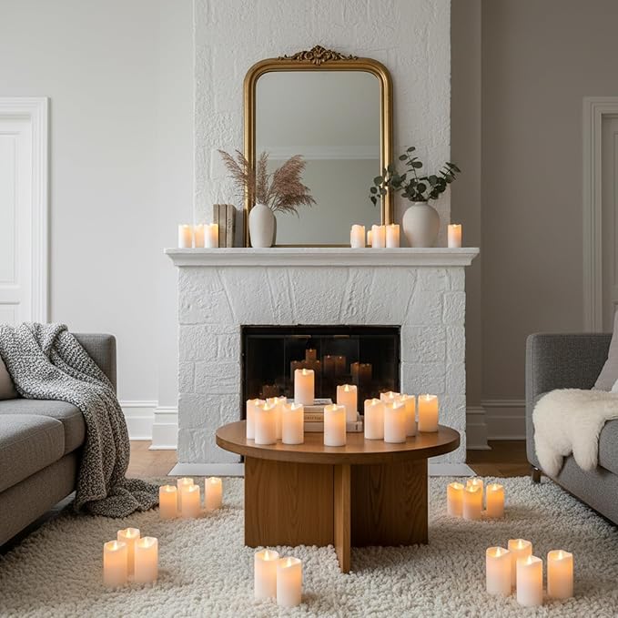 Artmarry Flameless Candles 3" D x 6" H Outdoor Indoor Pillars Battery Operated Flickering Candles Include 8-Key Remote Timer 400+ Hours by 2 AA Batteries (White Candle - Warm Light,2 Pack)
