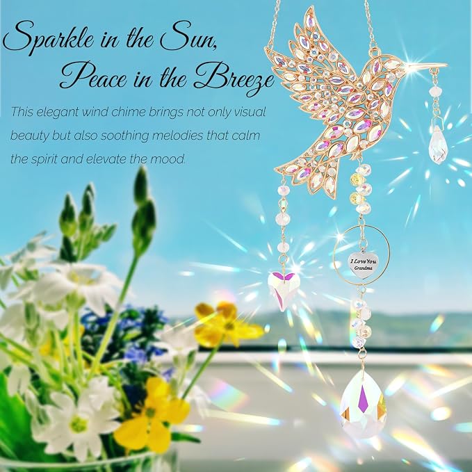 Hummingbird Gifts for Grandma, Hanging Window Sun Catchers for Outdoor Garden Decor, Hummingbird Decorations for Home, Mothers Day Birthday Grandma Nana Gifts
