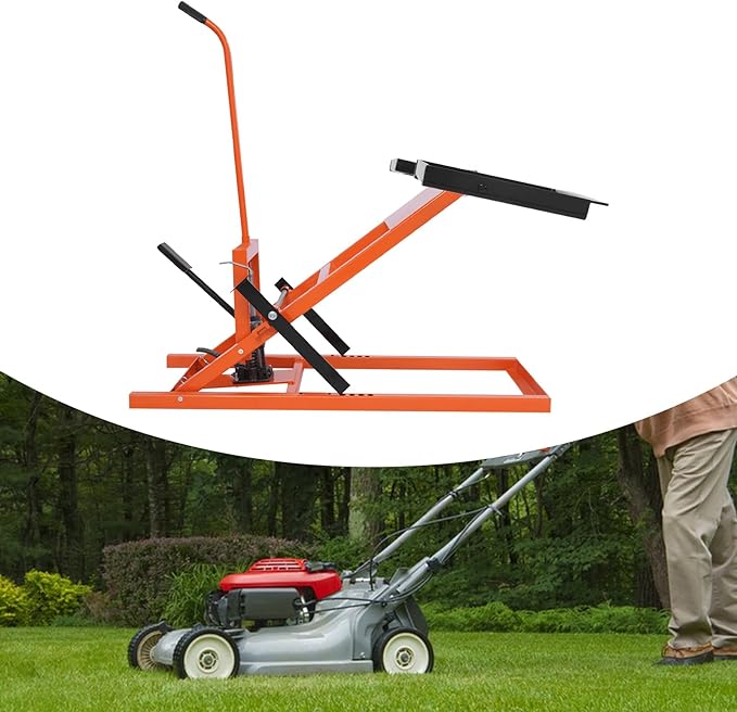 Lawn Mower Lift, Hydraulic Cylinder Lift Jack 500 Lbs Capacity, Retractable Riding Mower Lifts for Riding Tractors and Zero Turn Lawn Mowers Maintenance and Repair (Orange)
