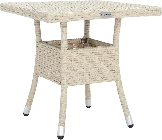 SAFAVIEH Outdoor Collection Edna Beige/White Cushion 3-Piece Lounge Set with Table (PAT7719B)