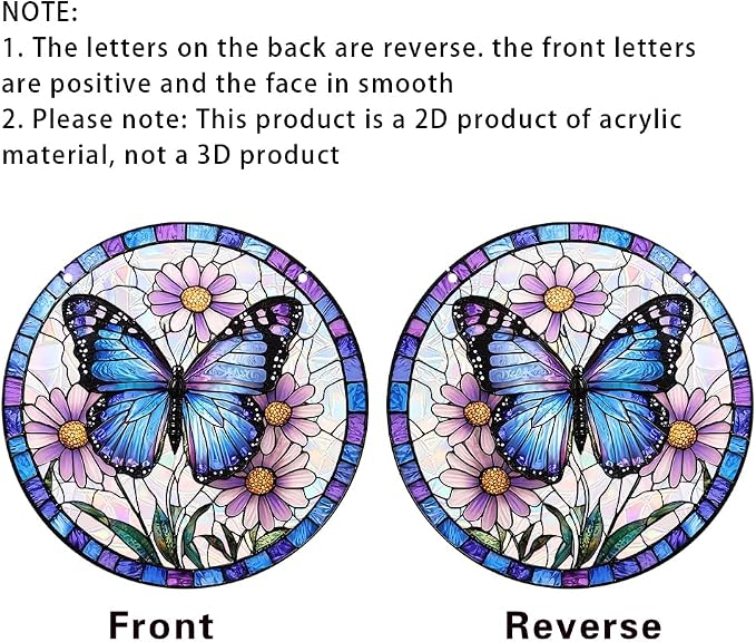 8 Inch Acrylic Window Hanging, Butterfly Flower Stained Glass Suncatcher, Window Decor, Plant Lover Gift for Women, Best Friend, Family, Colleague, Classmate (232)