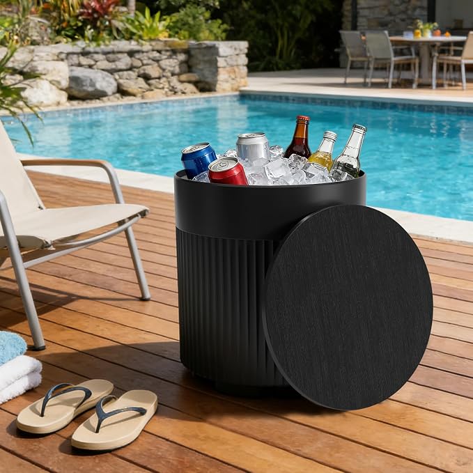 FONTOI Outdoor Cooler Side Table 2 Pack, 2 in 1 Ice Chest Side Table,as Cooler Side Table,Cooler Table for Patio, Parties Picnics, Beach