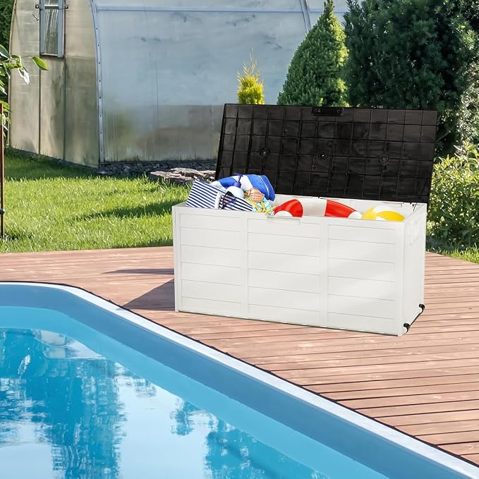 Outside Storage Box 75 Gallon Deck Boxes Outdoor waterproof Storage Container For Patio Cushions,Patio Furniture, Garden Tools