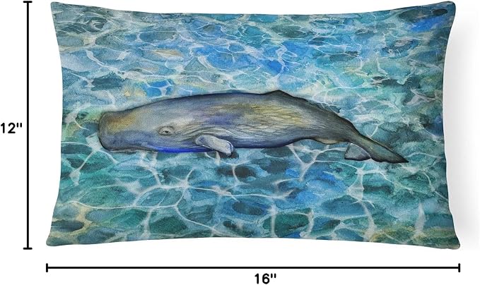 Caroline's Treasures BB5338PW1216 Sperm Whale Cachalot Canvas Fabric Decorative Pillow Machine Washable, Indoor Outdoor Decorative Pillow for Couch, Bed or Patio, 12HX16W