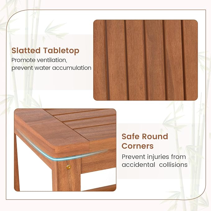 HAPPYGRILL 2-Tier Outdoor Wood Side Table with Storage Shelf, Patio Wooden End Table, Farmhouse Accent Nightstand, for Garden Yard Porch Deck Living Room (2)