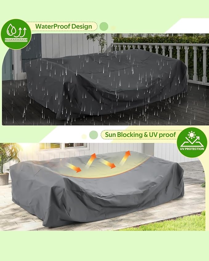 U-MAX Metal Outdoor Patio Furniture Set with Waterproof Cover, 6 Pieces Outdoor Conversation Set with Coffee Table&Side Table, Outdoor Couch Sofa Modern with Dark Grey Cushions for Lawn, Backyard