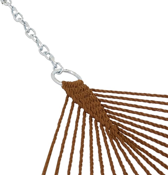 Sunnydaze Double Polyester Rope Hammock with Pillow - 400-Pound Weight Capacity - Brown